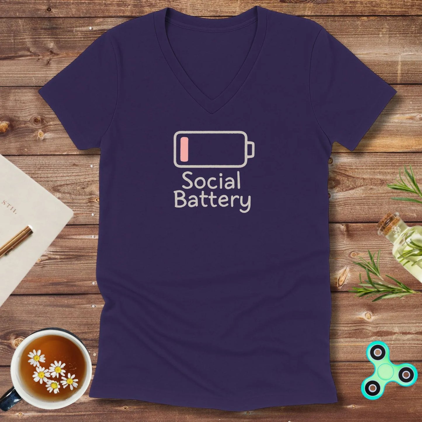 Social Battery Low V-Neck