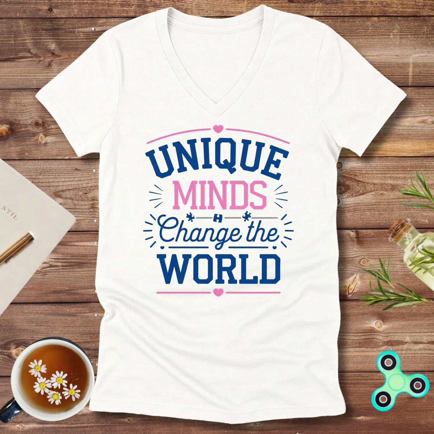 Unique Minds Change the World V-Neck