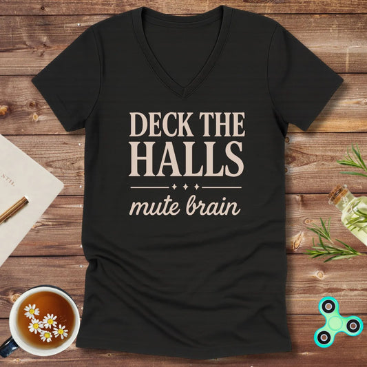 Deck the Halls Mute Brain V-Neck