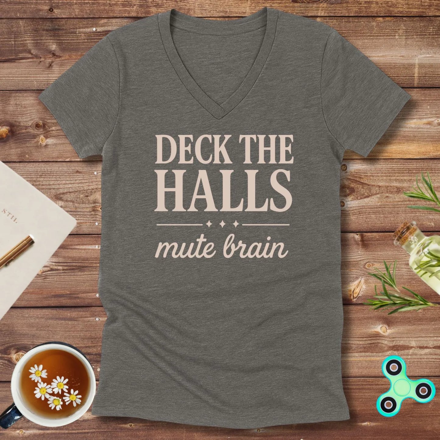 Deck the Halls Mute Brain V-Neck